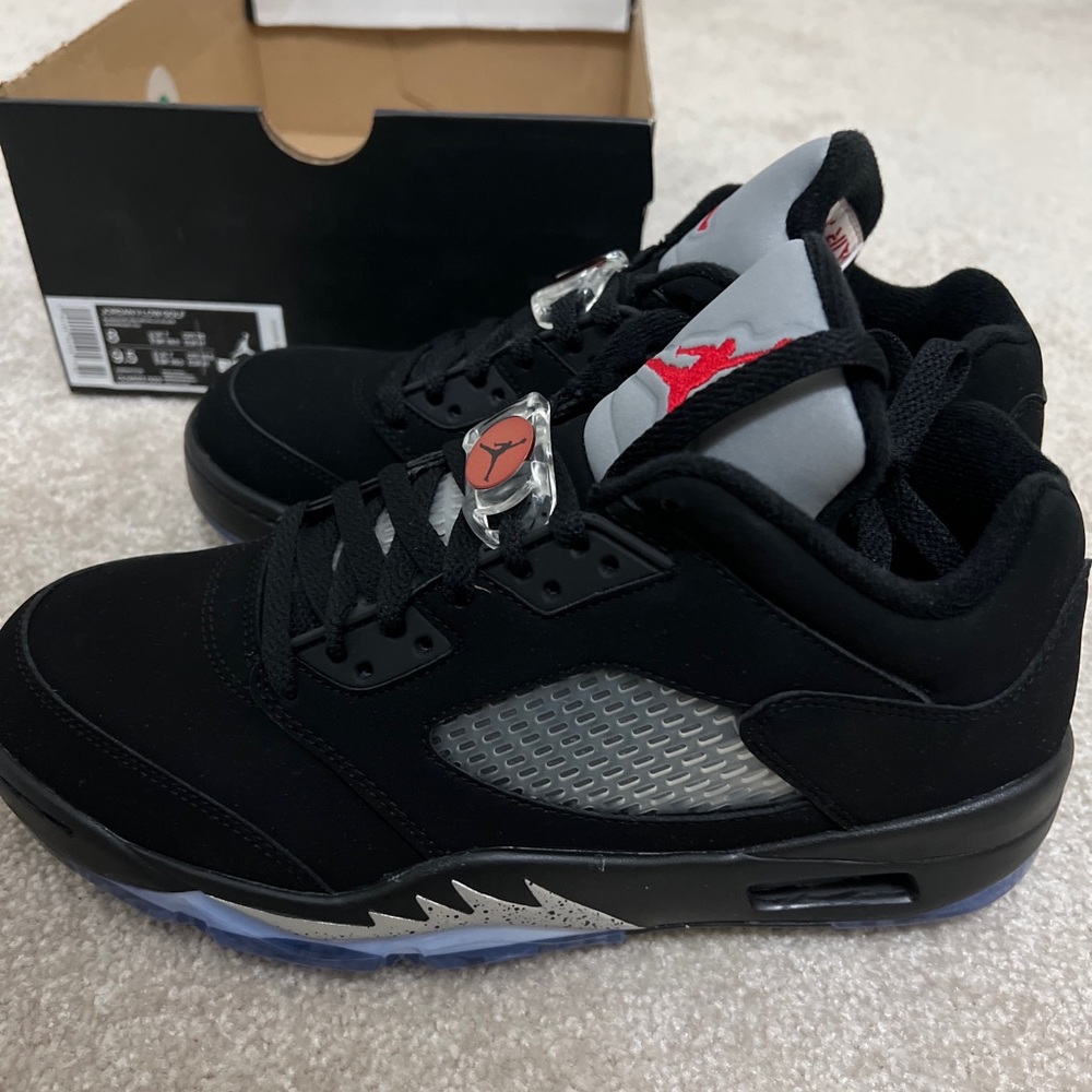 Nike Air Jordan Retro Low V Golf Black/Red -Silver Sz 8 M / 9.5 W
